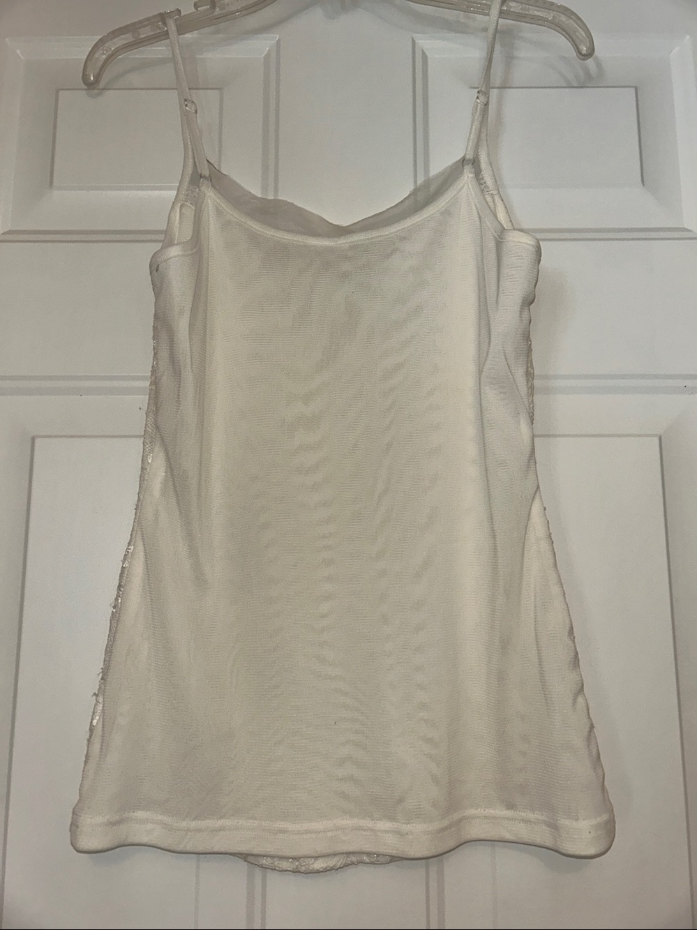 YA LA Embellished Tank Top L Ivory Y2K Sequin Chevron Cami Glam Fitted Vintage - Picture 7 of 12